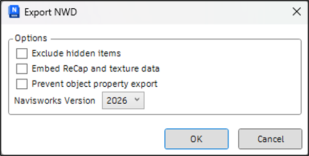 Các thiết lập tuỳ chọn khi Export NWD