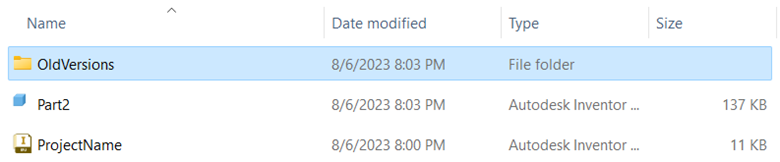 Thư mục OldVersions được Inventor tự động tạo ra