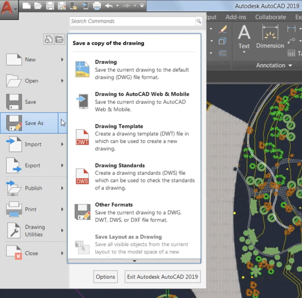 Lưu lại với web và app di động autocad 2019