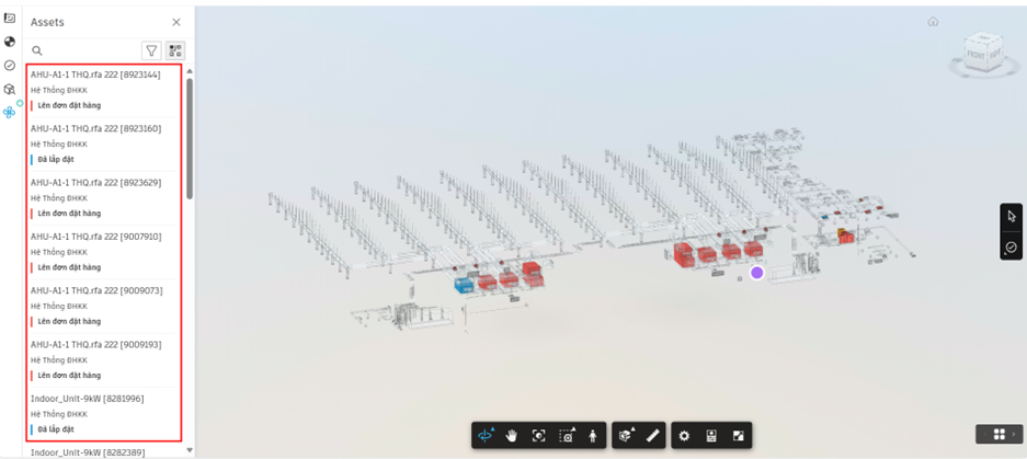 icon Assets trong vùng nhìn mô hình 3D