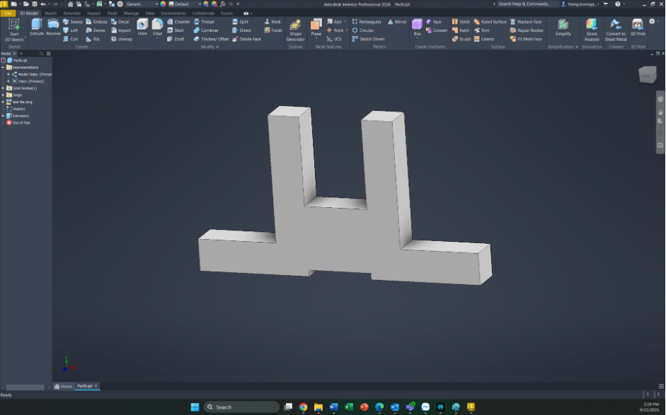 Các kích thước sẽ thay đổi trong Inventor tương ứng với các thay đổi trong AutoCAD