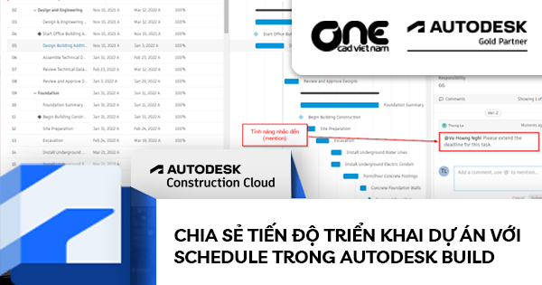Chia sẻ tiến độ triển khai dự án với Schedule trong Autodesk Build