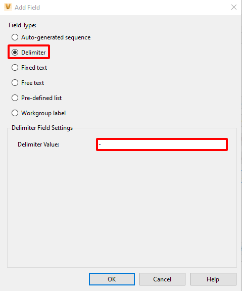 Chọn delimiter trong add field