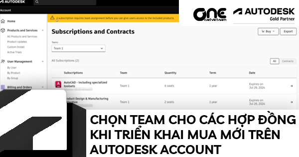 Chọn Team Cho Các Hợp Đồng Khi Triển Khai Mua Mới Trên Autodesk Account
