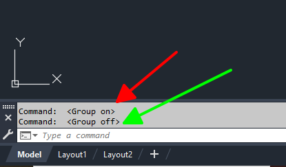 Dòng command thể hiện trạng thái bật tắt của group