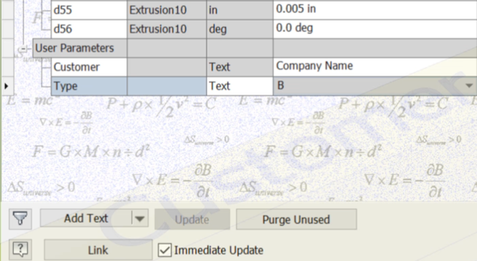 Parameter Driven Text trong Autodesk Inventor