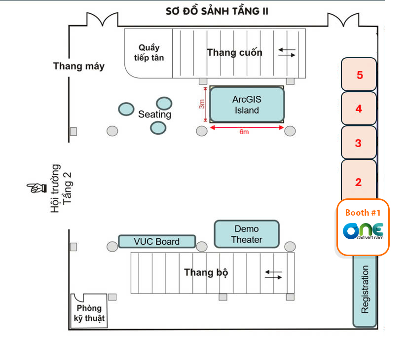 Vị trí booth của OneCAD tại sự kiện GIS Esri