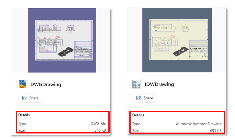 File DWG thường có dung lượng lớn hơn IDW