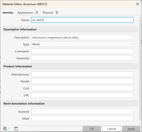 Giao diện của tab Identity