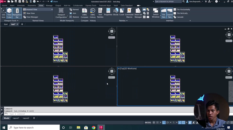Giao diện hiển thị khi chọn chế độ Viewport configuration