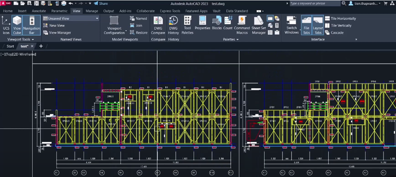 Viewport configuration sẽ hiển thị trong tab view