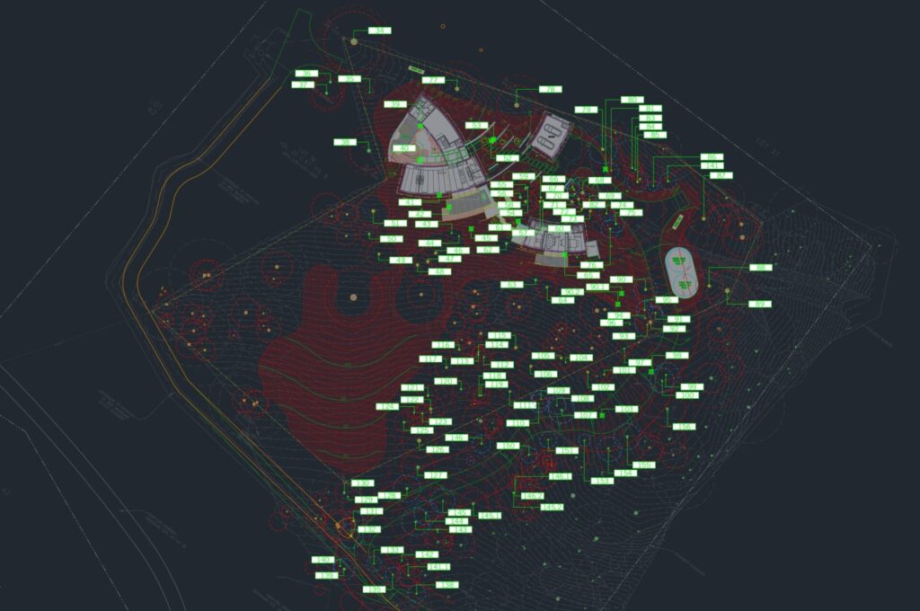 Hình ảnh bố trí, sắp xếp cây cối trên AutoCAD
