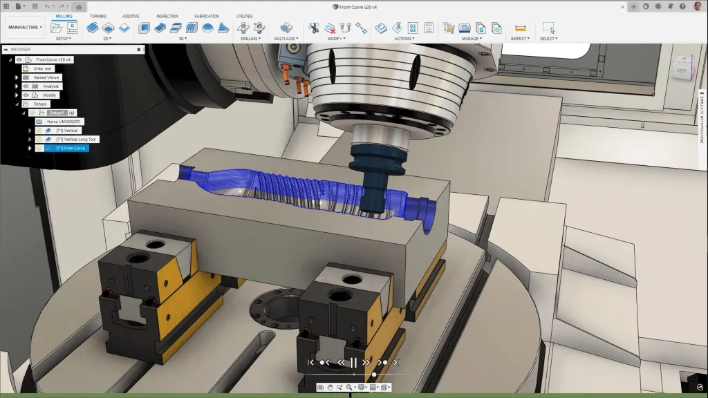 Hình ảnh lập trình gia công phay trên Fusion 360