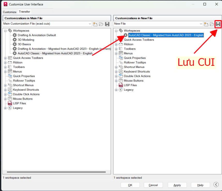 Hình ảnh minh hoạ export CUI trên AutoCAD