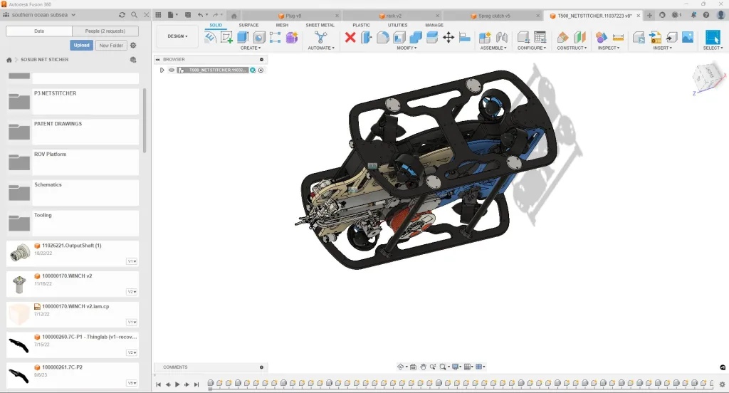 Hình ảnh về robot đang được thiết kế trên Fusion 360