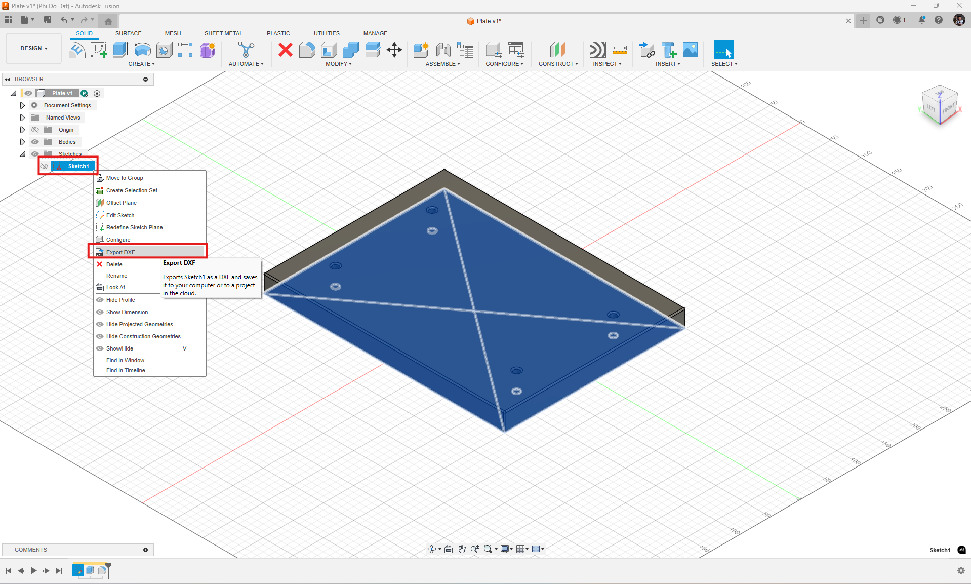 Hướng dẫn xuất Sketch sang định dạng DXF