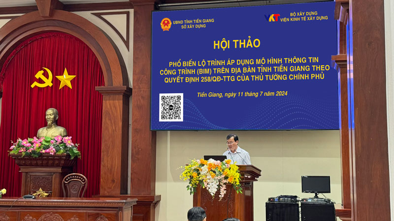 Lãnh đạo SXD tỉnh Tiền Giang phát biểu tại hội thảo