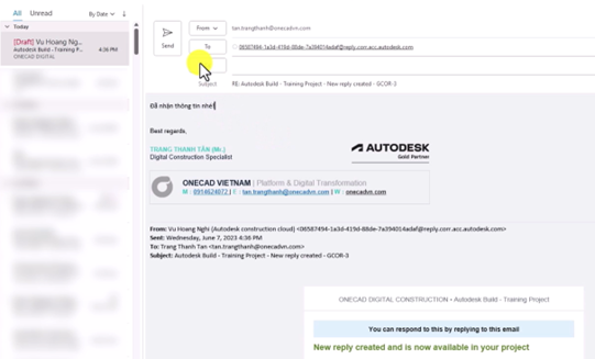 Người dùng cũng có thể reply email trên nền tảng email truyền thống