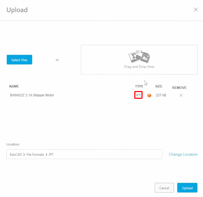 Sử dụng tính năng Upload để tải dữ liệu từ Inventor vào Fusion