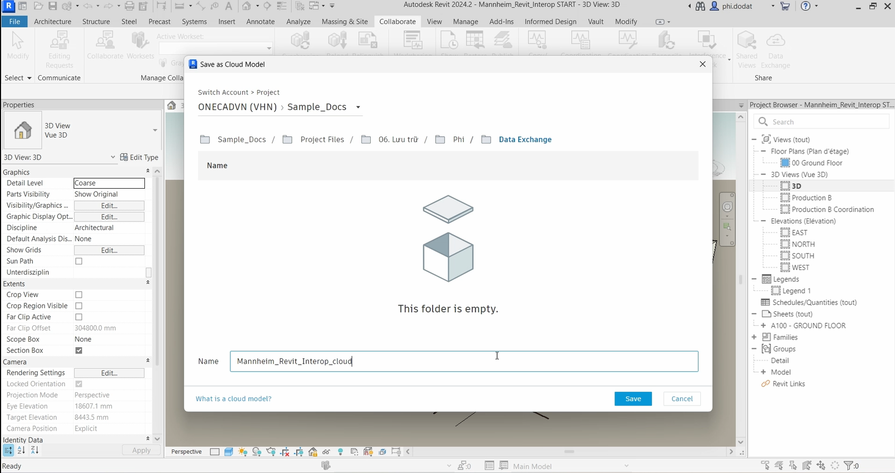 Tải mô hình Revit lên Autodesk Docs