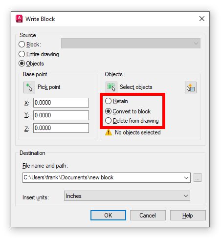 Tạo Block bằng lệnh Write Block