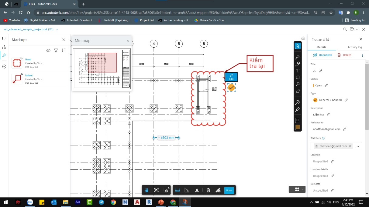 Tạo markup và issues trực tiếp trên bản vẽ