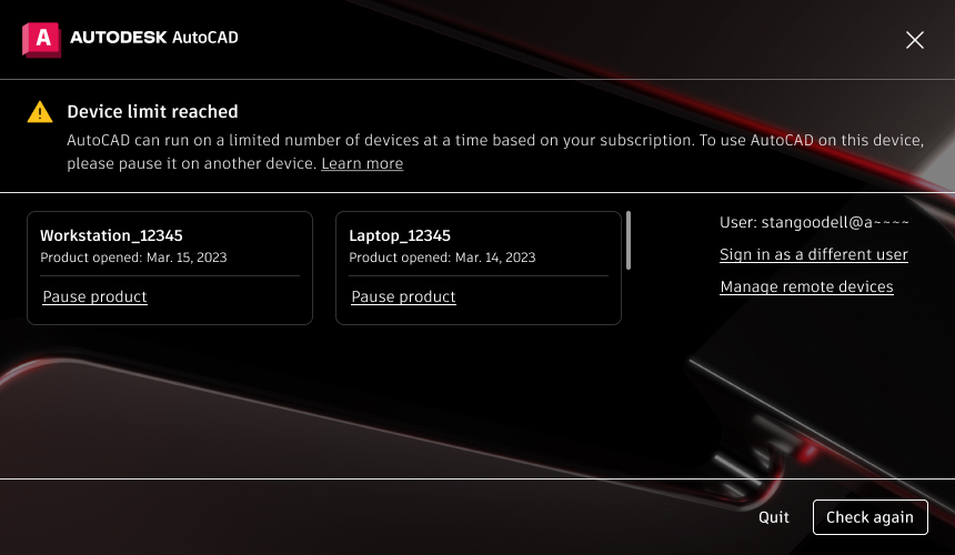 Hình ảnh minh họa thông báo Device limit reached
