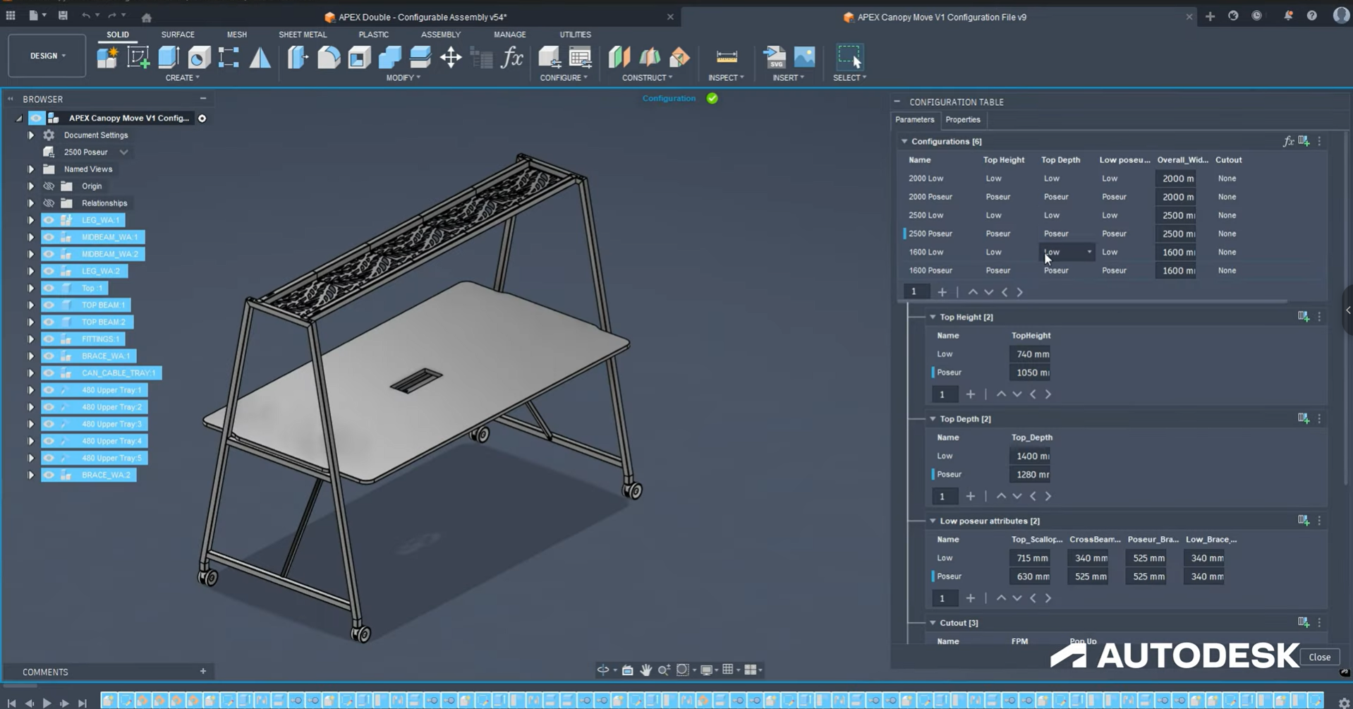 Tính năng Configuration trên Autodesk Fusion