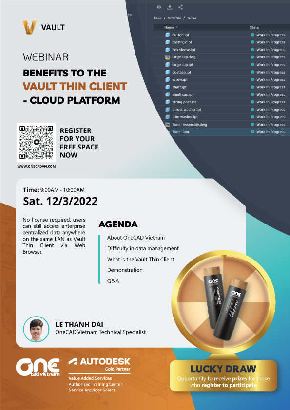 Webinar "Lợi ích của Autodesk Vault Thin Client - Nền tảng Cloud"