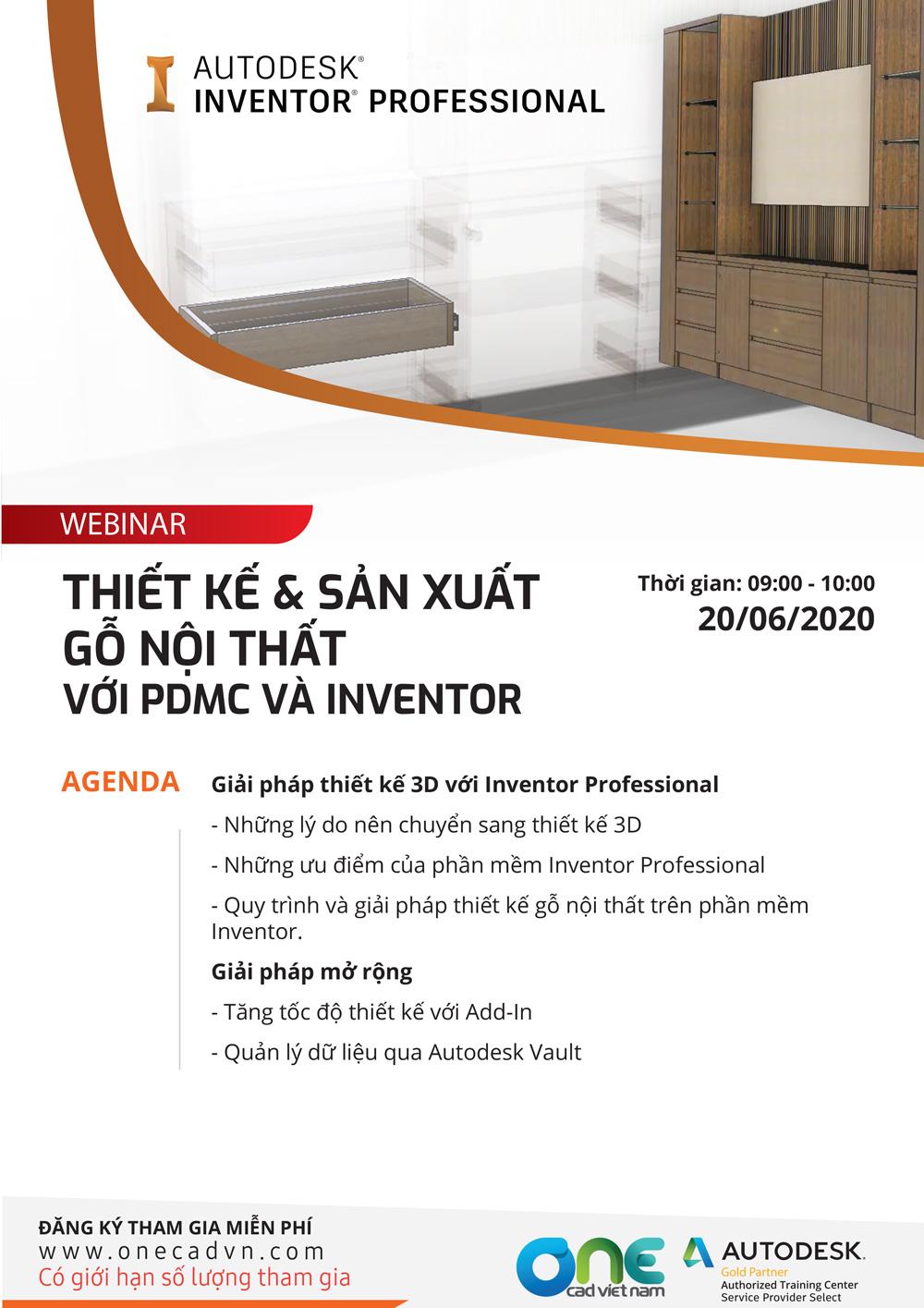 Webinar : Thiết kế và sản xuất gỗ nội thất với PDMC và Inventor