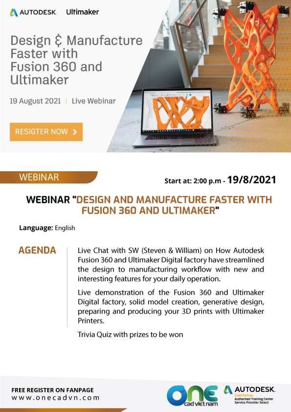 Webinar thiết kế và sản xuất nhanh hơn với Fusion 360 và Ultimaker