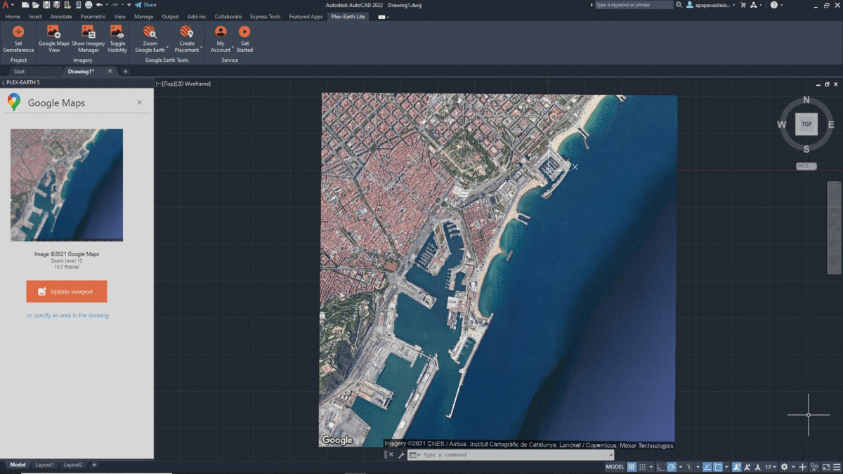 Xem hình ảnh Google Maps trong AutoCAD