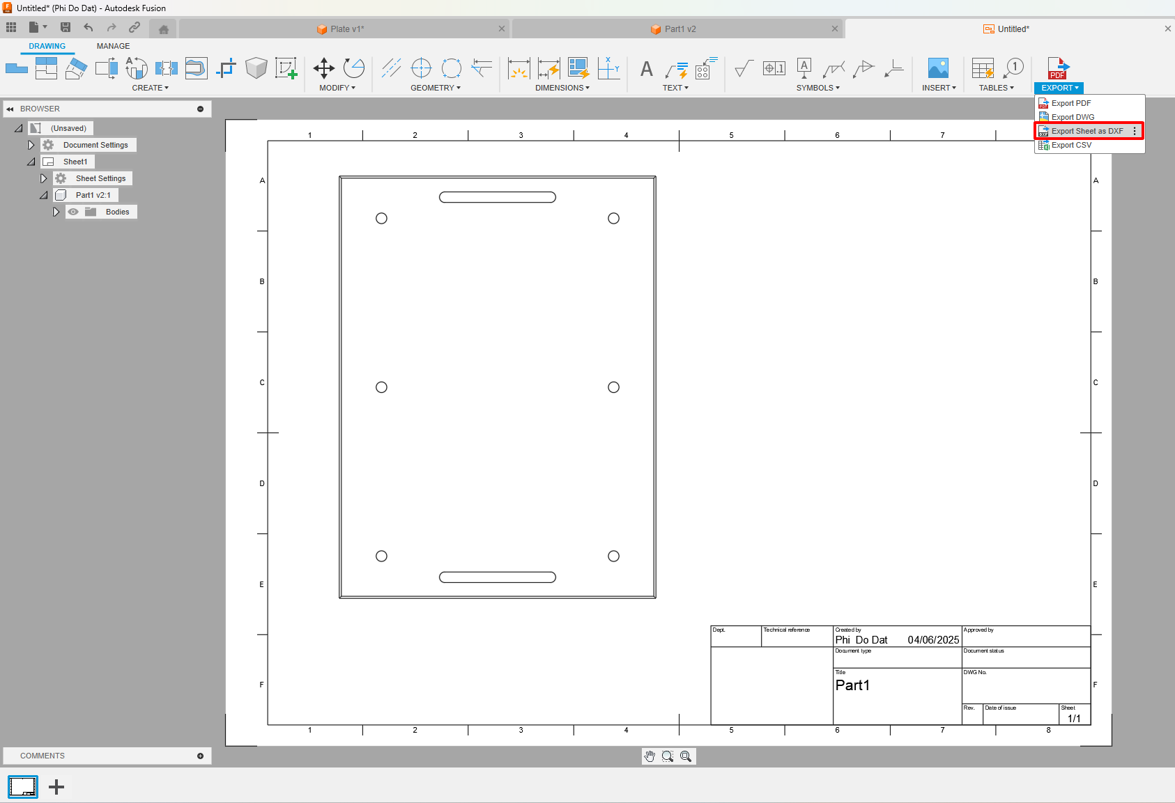 Sử dụng lệnh Export trên thanh công cụ để xuất file DXF cho đối tượng trong bản vẽ