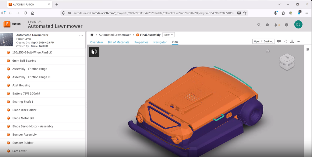 Kiểm tra thiết kế do agent tạo trên Autodesk Fusion Team