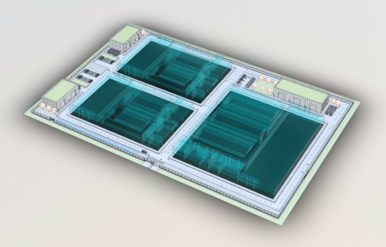 Mô hình 3D Data Centre được đơn giản hóa