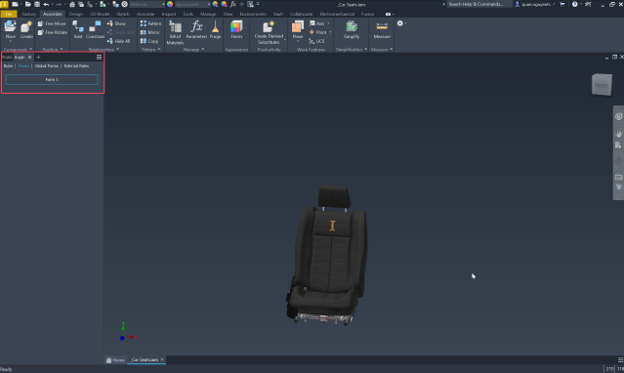Bảng iLogic với các thẻ Rules, Forms và External Rules trong Autodesk Inventor.